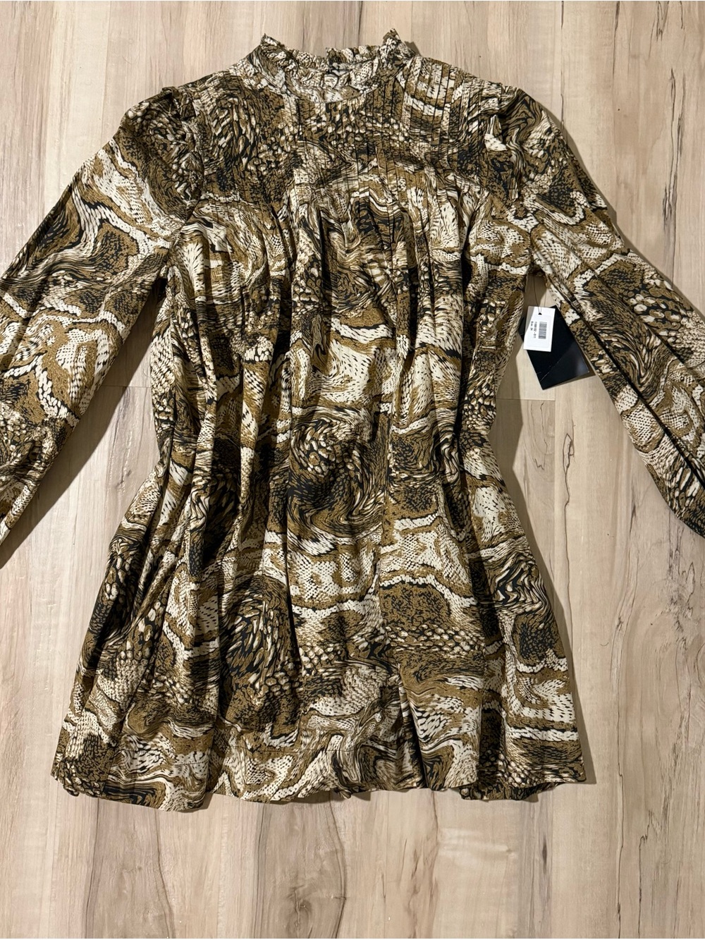 Ganni tiger eye babydoll dress NWT
